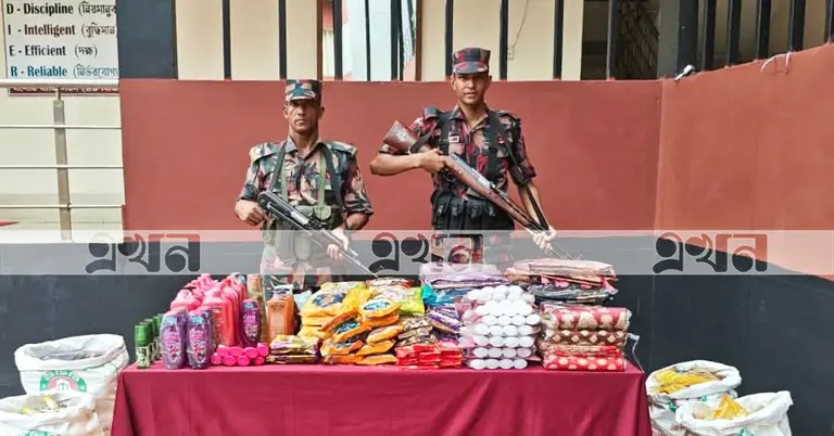 বিজিবির অভিযানে জব্দকৃত পণ্য